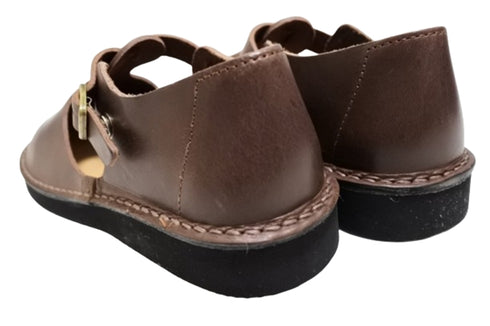 【Organic handloom GUNA ダークブラウン】メリージェーンタイプのストラップシューズ